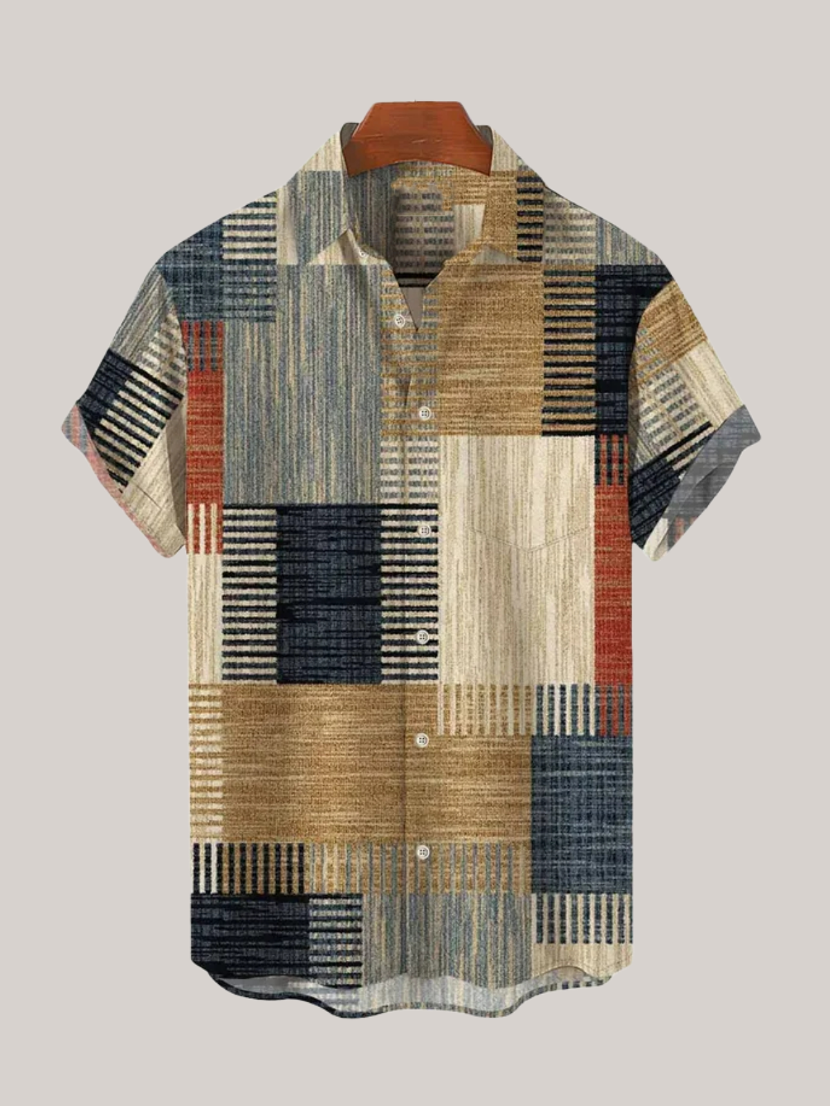 Men's Hawaiian Shirt Home Art Check Stretch Button Camp Shirts – Imilybela