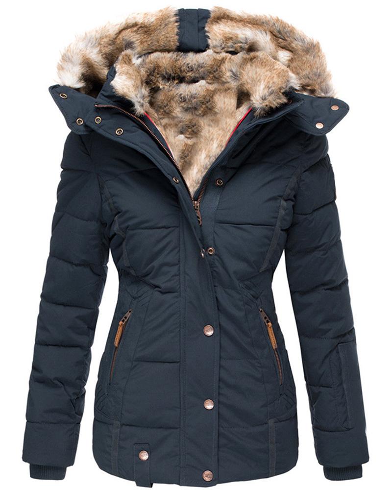 Women's Faux Fur Windproof Coat Winter Overcoat Hooded Warm Jacket & C ...