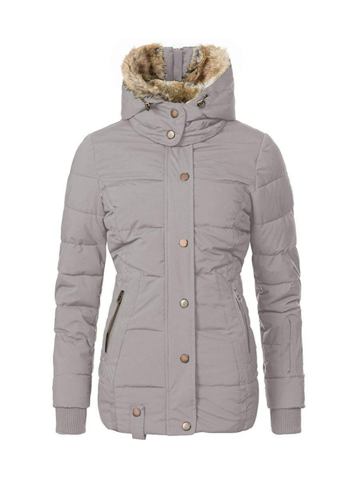 Women's Faux Fur Windproof Coat Winter Overcoat Hooded Warm Jacket & C ...